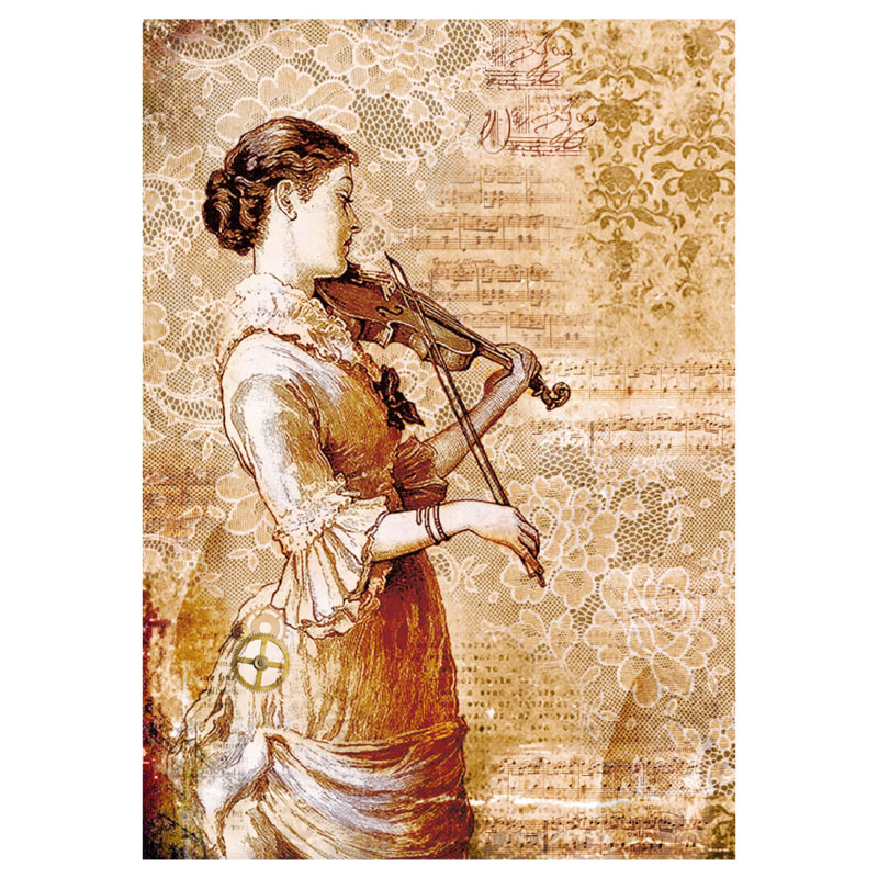 Рисовая бумага для декупажа Стимпанк женщина со скрипкой Stamperia